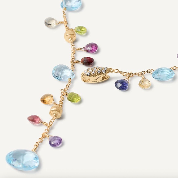 Marco Bicego Paradise 18K Yellow Gold Diamond & Gemstone Lariat Necklace 17" - Picture 4 of 10